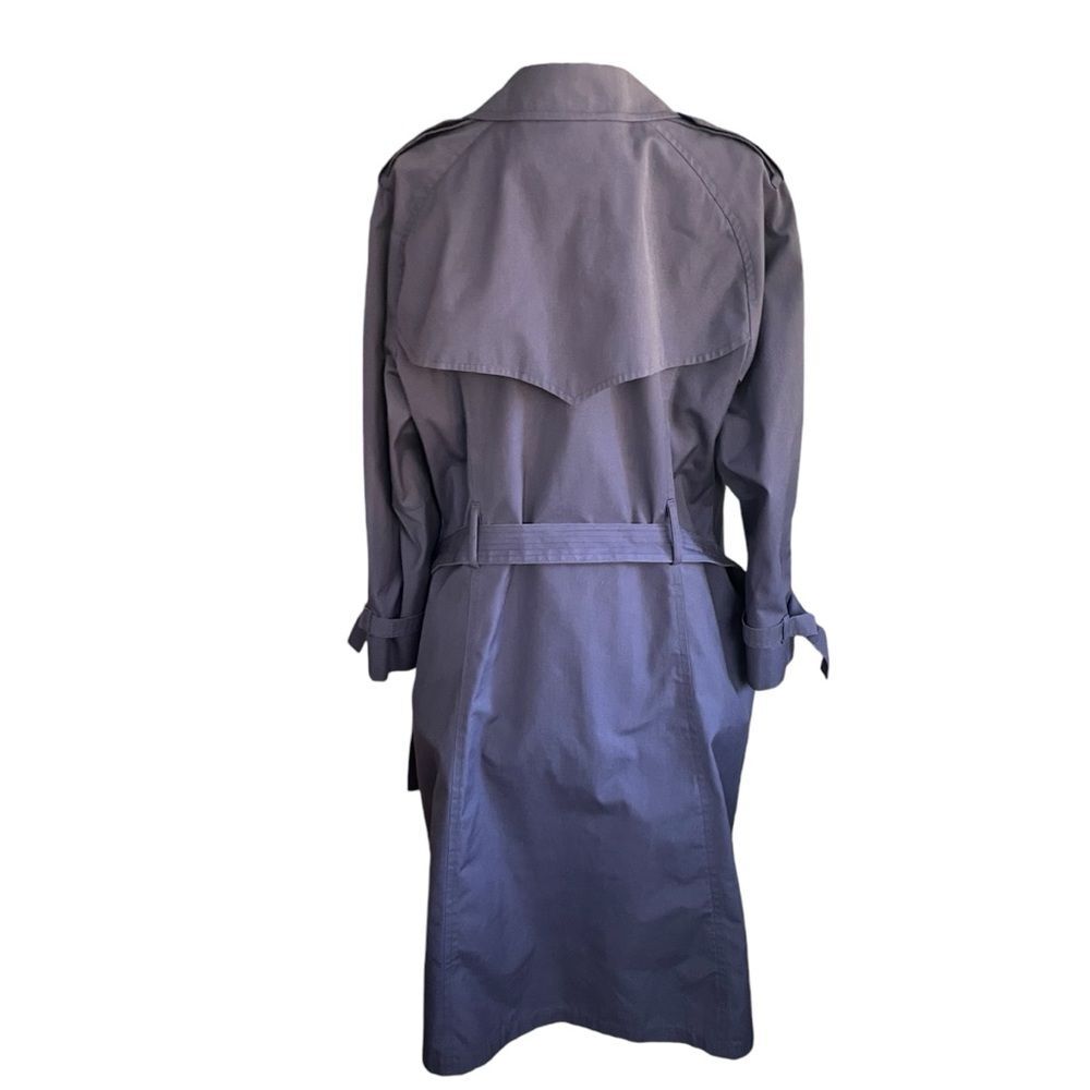London Fog Vintage Women Double Breasted Belted Purple Trench Rain Coat Size 16P - Picture 4 of 13